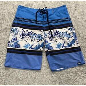 Palmwave Shorts Mens 34 Blue Board Shorts Trunks Swim Beach Floral